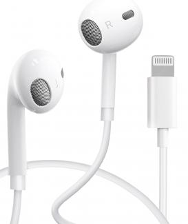 Écouteurs Intra - Auriculaires iPhone [certifié MFI] Écouteurs filaires avec Microphone Stéréo HiFi et Contrôle du Volume Compatible avec iPhone 14/13/12/11/XS/XR/8/7 Weiß
