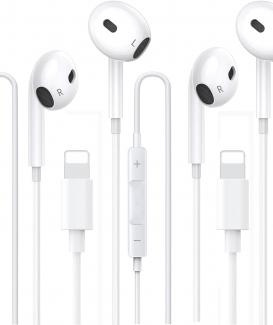 2-Pack In Ear Headphones Wired [Apple MFi Certified] iPhone Wired Earphones Built-in Microphone and Volume Control Earbuds，Headphones Compatible with iPhone 14/13/12/11/SE/XR/XS/8/7 