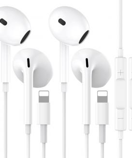 2-Pack for LiIIting Headphones，for iPhone Wired Earphones Built-in Microphone and Volume Control Noise Cancellation In-Ear Wired Earbuds，Headphones for iPhone 14/13/12/11/SE/XR/XS/8/7，Support All iOS