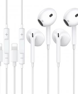 2 Pack Headphones Earphones Wired for iPhone【MFi Certified】Stereo Sound In-Ear Earbuds Built-in Microphone and Volume Control Noise，Compatible with iPhone 14/13/12/11/SE/XS/X/8/7