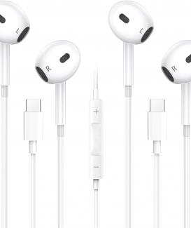 [2-Pack] USB C Headphones,Type C Headphones Built-In Microphone and Volume Control Wired Earphones USB C In Ear Type C Earphones Compatible for iphone 15/16 Pro Max, 15/16 Pro, 15/16, 15/16 Plus