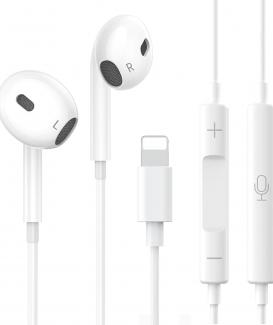 iPhone Headphones wired, [MFi Certified] In-Ear HiFi Stereo Sound Earphones Earbuds with Volume Control and Mic Noise Isolating Cancellation Compatible with iPhone 14 Pro/13/12/11/SE/XR/XS/X/8/7-1PCS
