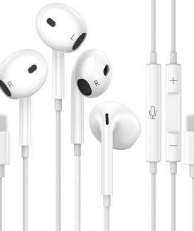 2 Pack Headphones for iPhone Earphones Wired [MFi Certified] In-Ear Earbuds Built-in Microphone and Volume Control Noise Cancellation for iPhone 14/14 Plus/14 Pro Max/13/12/11/X/XR/XS/SE/8, All iOS